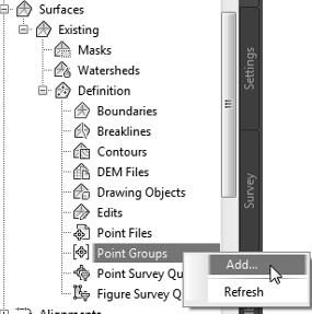 surface model. 15. Right-click Point Groups and select Add.