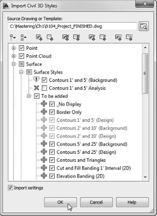 42 CHAPTER 1 THE BASICS Alignment Design Check sets, Drawing Ambient settings, Feature settings, Command settings, and other user-defined settings like expressions, property classifications, and page