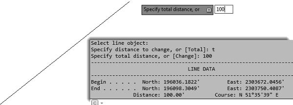 CREATING LINES 53 Figure 1.40 The summary report on a line where the command specified a total distance shown in Figure 1.40 shows the same beginning coordinate as in Figure 1.