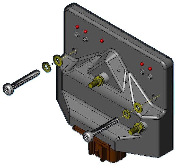 Mounting Specifications Screw assembly to a flat mounting surface in two places, as shown in the illustration.