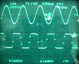 The photo on the left is the signal from the primary amplifier and then out of the audio