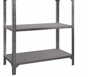 Slotted Angle shelving, available in 4 sizes and 2 lengths, can be quickly and easily cut to size then bolted together to form any number of different structures.