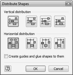 Chapter 7: Perfecting Your Drawings 189 Use these steps to distribute shapes across an area: 1. Select all the shapes that you want to distribute. 2.