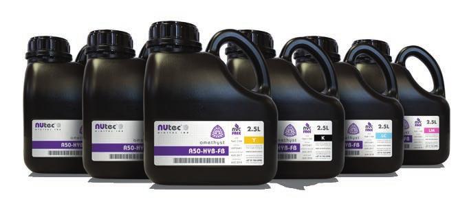 UV Inks Amethyst A50-RIG Designed for rigid applications Developed for LED and Mercury UV lamps Superior media adhesion on Glas, PC, Melamine, Acrylic, etc.