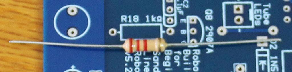 4 You should start your work by inserting the resistors on the board. You will need to bend the resistor wires in a way that will make it easy to insert the resistor.