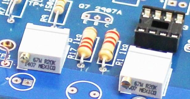 7 Figure 13 shows the variable resistors R2 and R10 inserted into the board. You will use some silicone glue to attach these resistors to the board (I will show you how to do this).