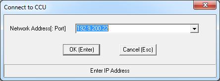 To detect configure the IP address of the CCU 1. Launch the MtsDock application on the CCU (Start/Programs/MtsDock) and choose the RemoteCCU menu.