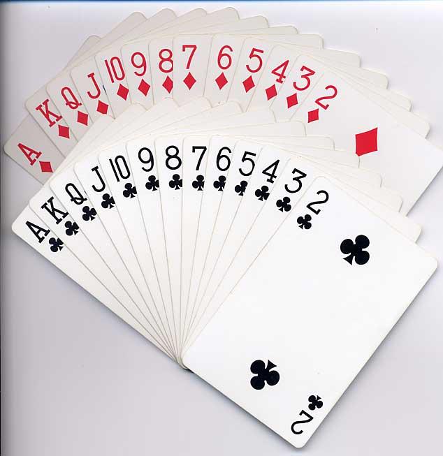 Standard decks of cards 52 cards in 4 suits: