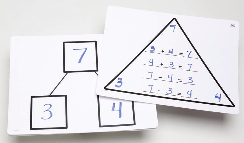 Write-On/Wipe-Off Fact Family Triangle Mats: Addition Each mat features an addition fact family