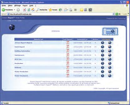 Dream Report Web Portal Dream Report Web Portal is ideal for distributing and sharing reports over the Internet/Intranet.