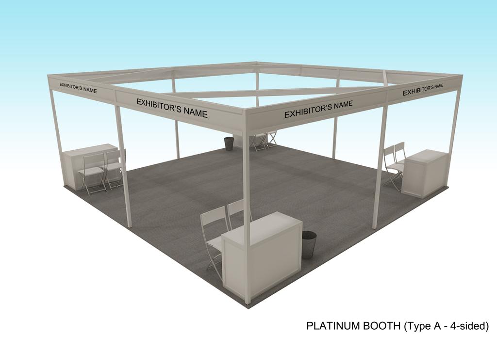 Platinum Booth Type A Platinum Booth Type A Provision of the following logistics based on a 6m by 6m shell scheme booth space: Partition walls in white powder coated finish (as shown in