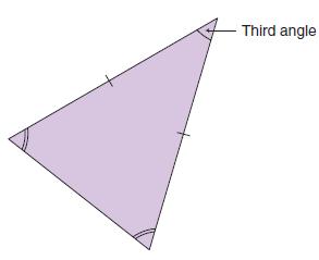 Third angle measure (degrees) Ex. How are the angles in an isosceles triangle related? a) Make a table to show the measures of the equal angles and the third angle in an isosceles triangle.