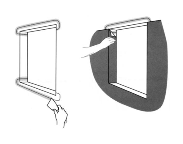 WINDOWS Alternative 1: At window-recesses apply loose pieces first in the top and bottom recesses then fill the edges.