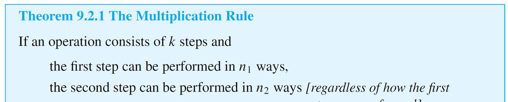 The Multiplication Rule Thus the total number of ways to