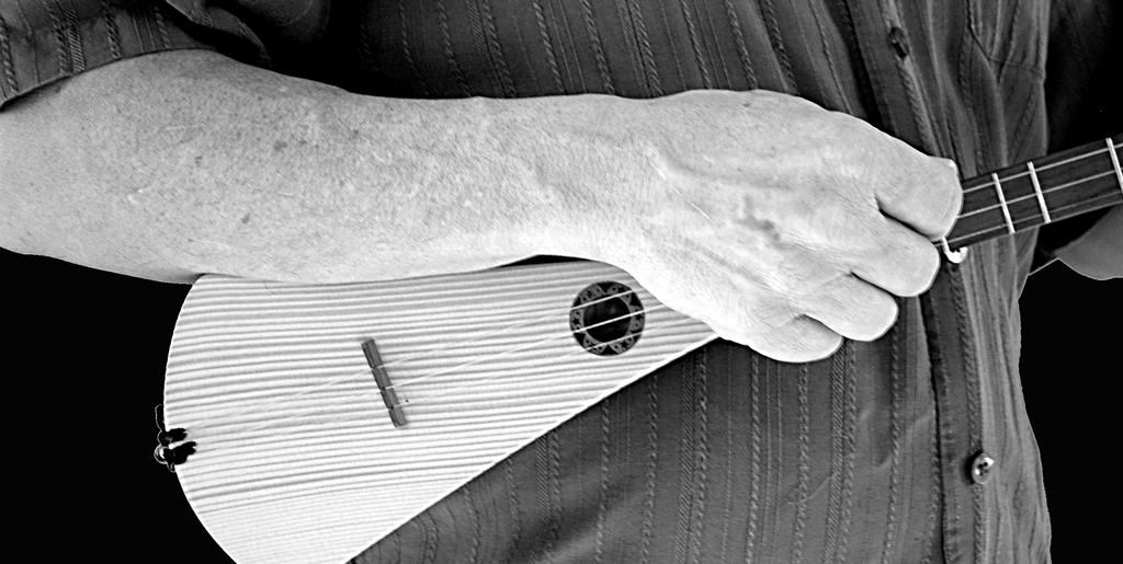Lesson 1: Holding, Fretting, Strumming 1. Holding Please use the strap, it is much easier that way. The strap goes over your head, and your right arm goes through the strap.