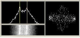A correctly tuned RTTY signal is shown in Figure 6. Figure 6 On the left you will see a waterfall display of the RTTY signal (two lines representing the two tones).