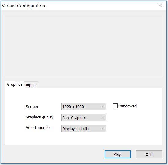CONFIGURATION WINDOW Double left-mouse click on the VariantLimits icon to open a new window titled Variant Configuration with several Graphics options.