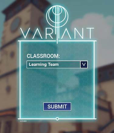 CLASSROOM SELECTION Left-mouse click on the dropdown menu to choose a Classroom. Classrooms on this screen will match those where you have redeemed a Game Key.