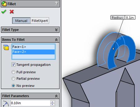 Use the Fillet tool to smooth out the edges on the ring.