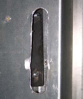(See following illustrations) Install hinges on front wall using threaded plates.