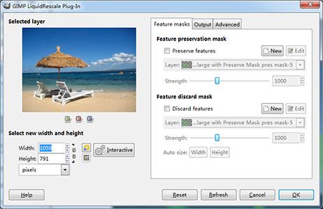 In the plugin main dialog, check the "preserve features" option under the "Feature preservation mask" section on the right and then Press the "New" button on