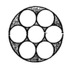 8. In the figure below, 7 small identical circles are drawn inside a big circle of radius 30 cm. Take π = 3.14, find the area of the shaded region. Ans: [ 3 ] 9.
