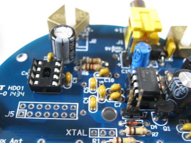 STAGE 3: THE MIXER/OSCILLATOR Stage 3 parts in order of installation are: C9, C10, C20, D1, R1, R6, the 2 nd DIP socket, the crystal socket and the SA612 mixer chip.