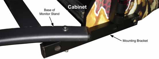 4. Place the stand in front of the cabinet so that each Mounting Bracket extends along the side of the cabinet as shown in Figure 2 and