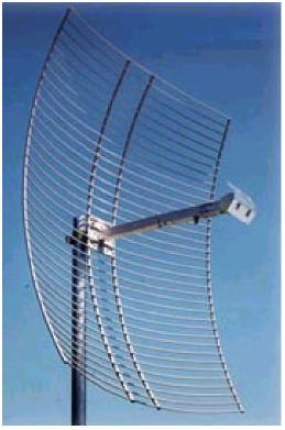 Power is radiated from the feed antenna toward the reflector. Due to the parabolic shape, the reflector concentrates the radiation into a narrow pattern, resulting in a high- gain beam.