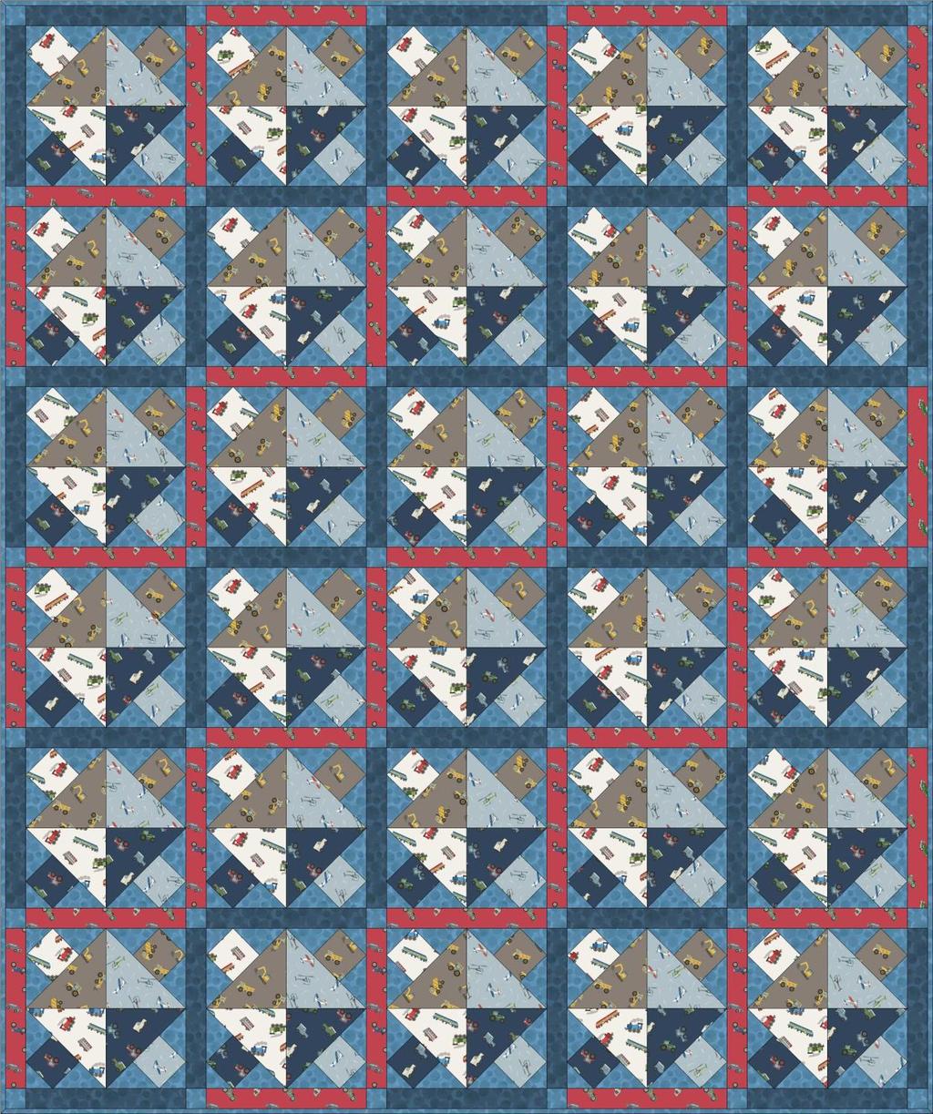 Small Things on the Move Quilt (Design 1) Designed and made by Sally Ablett Size: 46 x 55 Block: 8½ x 8½ QUILT 1 FABRIC REQUIREMENTS (Small Things on the Move Collection) Fabric 1: ½yd - ½mtr - SM11.
