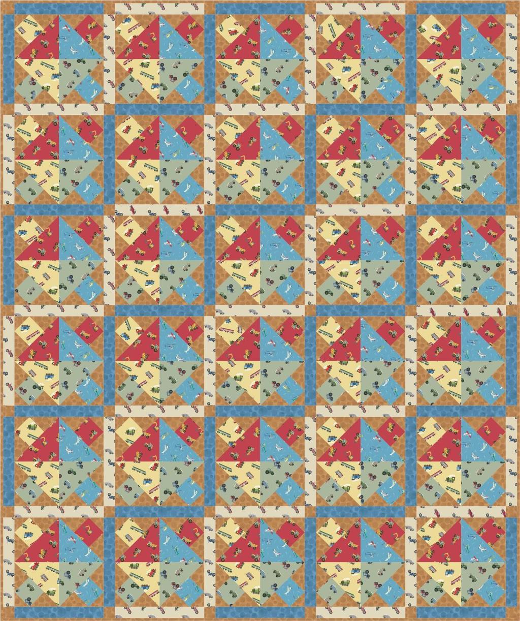 Small Things on the Move Quilt (Design 3) Designed and made by Sally Ablett Size: 46 x 55 Block: 8½ x 8½ QUILT 3 FABRIC REQUIREMENTS (Small Things on the Move Collection) Fabric 1: ½yd - ½mtr - SM11.