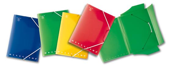Pigna Folder 3Flap, made of 500mic Polypropylene, with elastic closure assorted colours, blue, red, green,