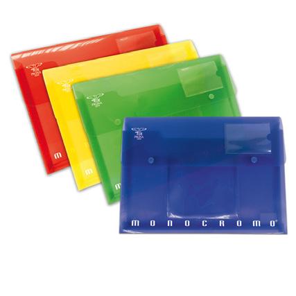 Wallet Env Extendible wt Button closure and CD holder assorted colours, blue, red, green, yellow, code