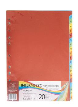 Pigna Dividers Cardboard A-Z tab, made of 160gr card stock in assorted colour code 223441 AS DCAZ0223441PIGNA 20 tabs A-Z Packed by 20
