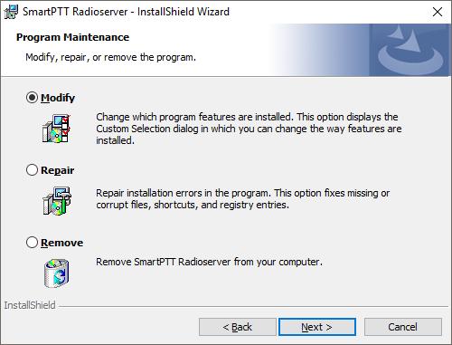 Installation of SmartPTT Software 10 NOTE In rare cases InstallShield Wizard will not ask you to restart the PC. However, the problem may occur in the work of the freshly installed SmartPTT Software.