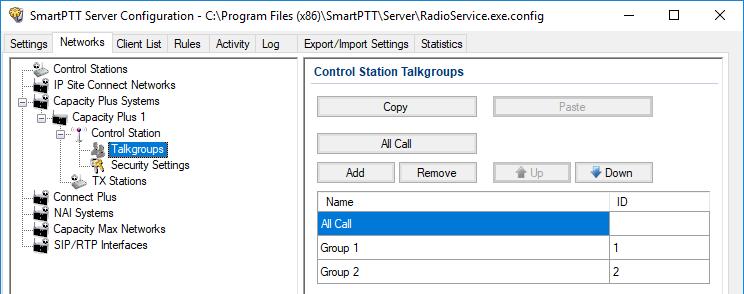 Capacity Plus 48 To set up talkgroups of the virtual control station, click Groups.