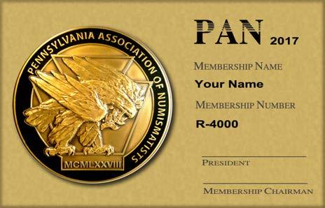 This past year broke our membership record again with 633 members for 2016. You can mail us a check or money order payable to PAN or you can save postage by going to the PAN website www.pancoins.