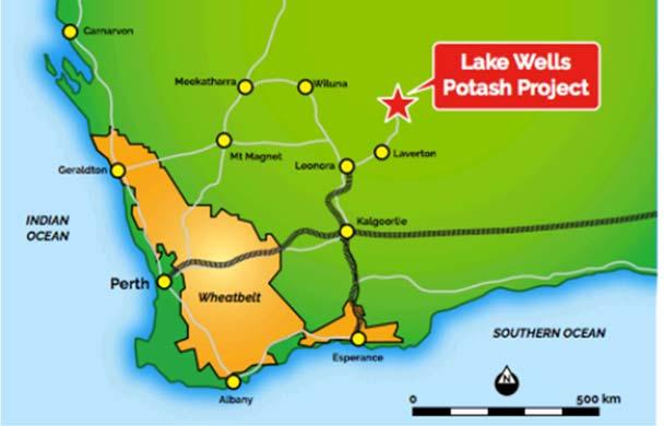 developer. The Company holds a 100% interest in the Lake Wells Potash Project located approximately 500kms northeast of Kalgoorlie, in Western Australia s Eastern Goldfields.