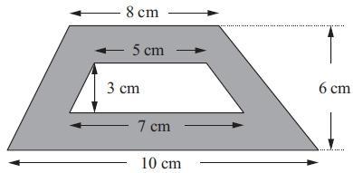 9. A piece of card is in the shape of a trapezium. Diagram NOT accurately drawn A hole is cut in the card.