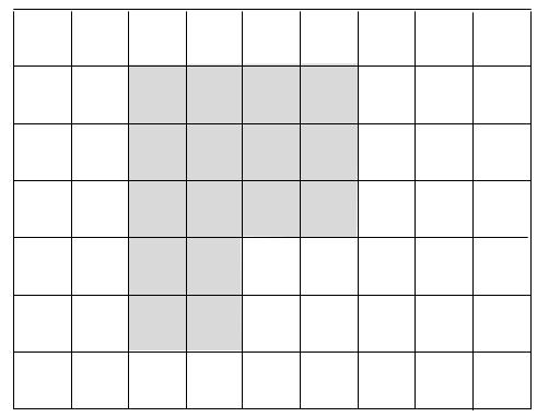8. A shaded area is show below on a centimetre grid a) Work out the fraction of this