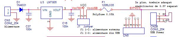 Powering the board via USB You can power via USB and eliminate the need for an external power source on CN3; for this, you must properly select J1 The schematic of the power section of your board is