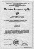 DKD Calibration Certificate DKD-calibration certificate of the MT3000 system is traceable to international standards.