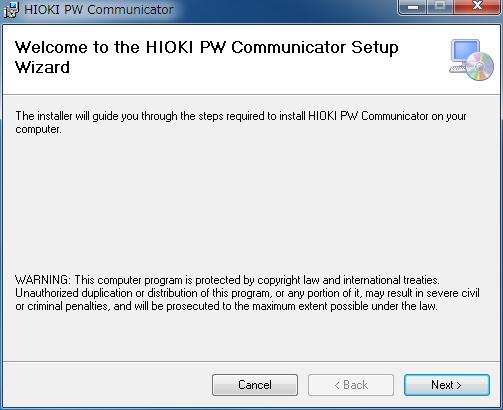 8 When the PW Communicator setup wizard appears, click [Next>] and