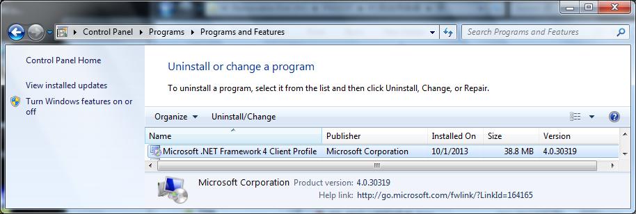 50 Uninstalling Microsoft.NET Framework4 In the same manner as Uninstalling PW Communicator, select [Microsoft.
