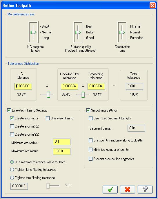 filtering, and smoothness. The beginner programmer can simply adjust the sliders in the preferences section at the top. Advanced users can make selections manually in the windows below.