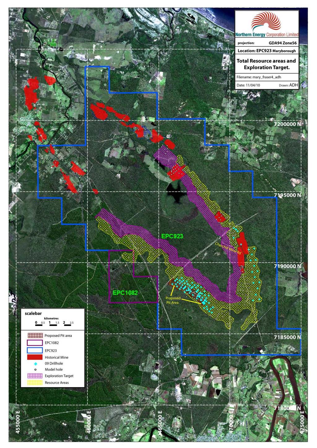 Figure 1 Plan showing Maryborough Resource and Exploration Target Areas