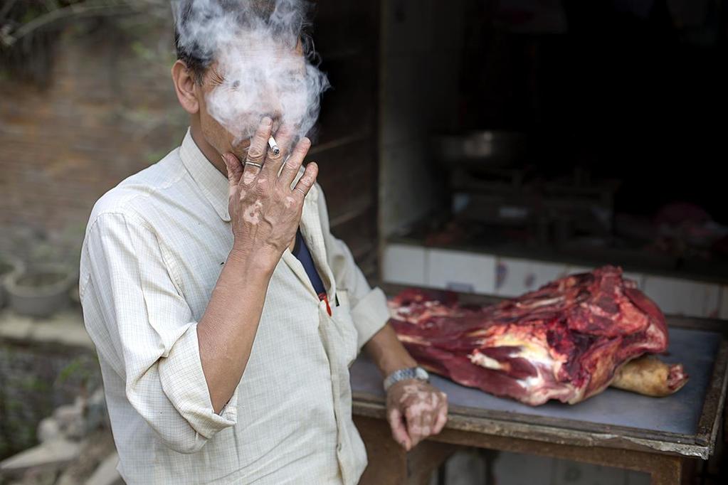 Jose Vegas, 2014, Outside Siddharthanagar, Rupandehi District, Western Nepal Kathmandu's Butcher Beef is strictly prohibited among both Hindus and Buddhists; cows are seen as