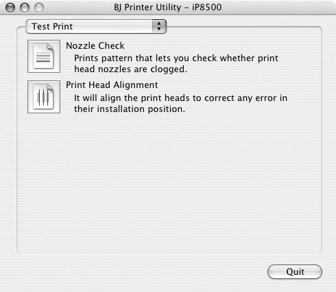 Printing Maintenance 1 With the printer on, load a sheet of Letter-sized plain paper in the Sheet Feeder. 2 Open the BJ Printer Utility dialog box.