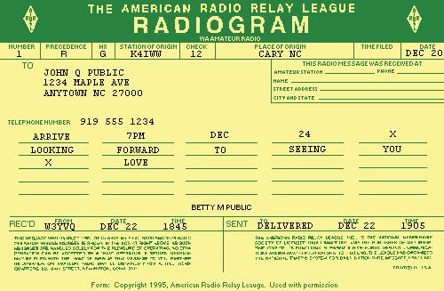 The preamble is the top most portion of the Radiogram form.