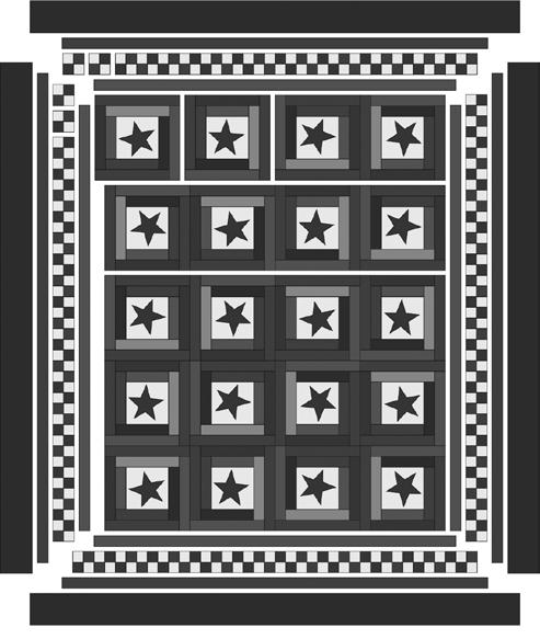 Rotate each block randomly to your liking. 11. Join blocks in rows; join rows to complete the quilt center. 12. Add fabric H side inner borders to quilt center.
